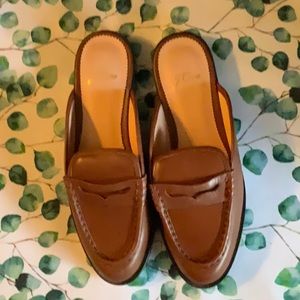 J Crew Tan Leather Mules Size 7:5